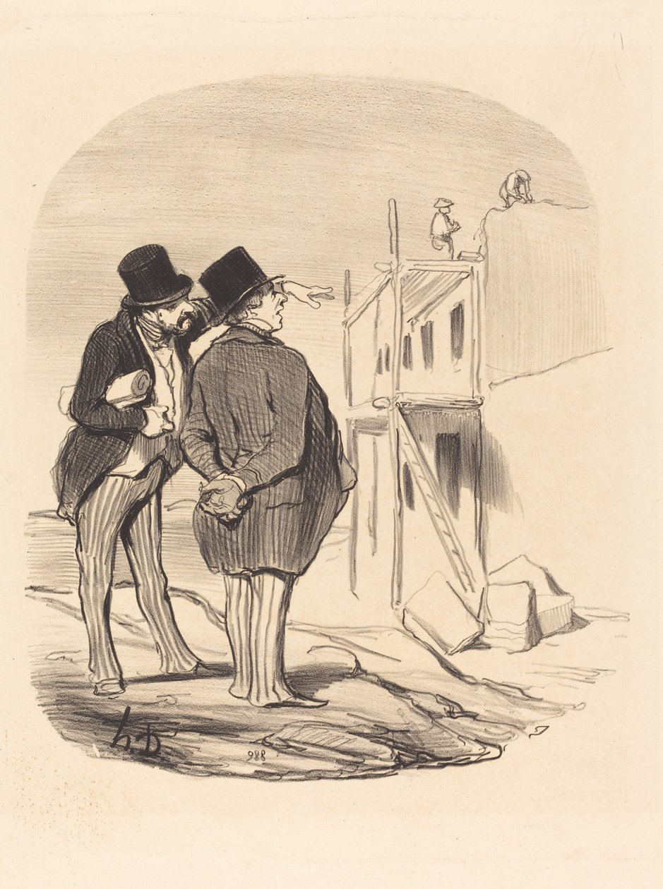 Zwei Männer inmitten von Ruinen von Honoré Daumier
