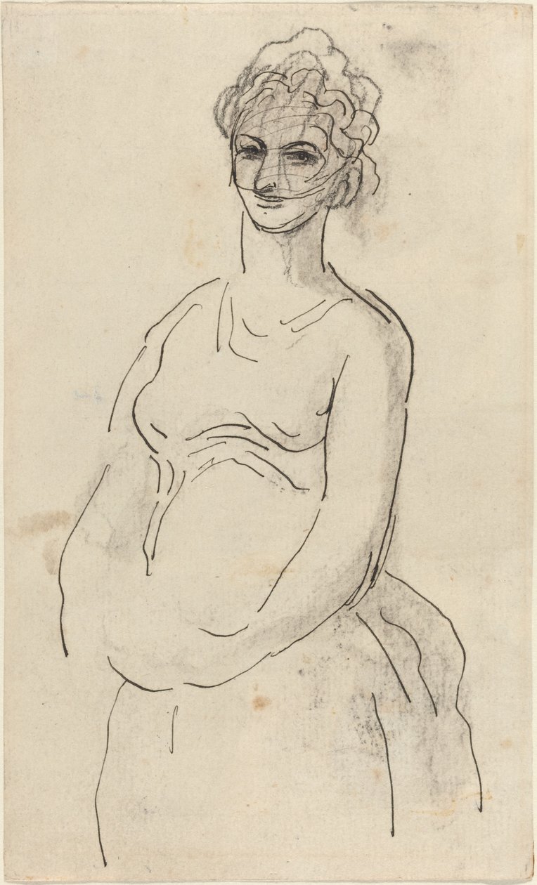 Frau mit Schleier von Honoré Daumier