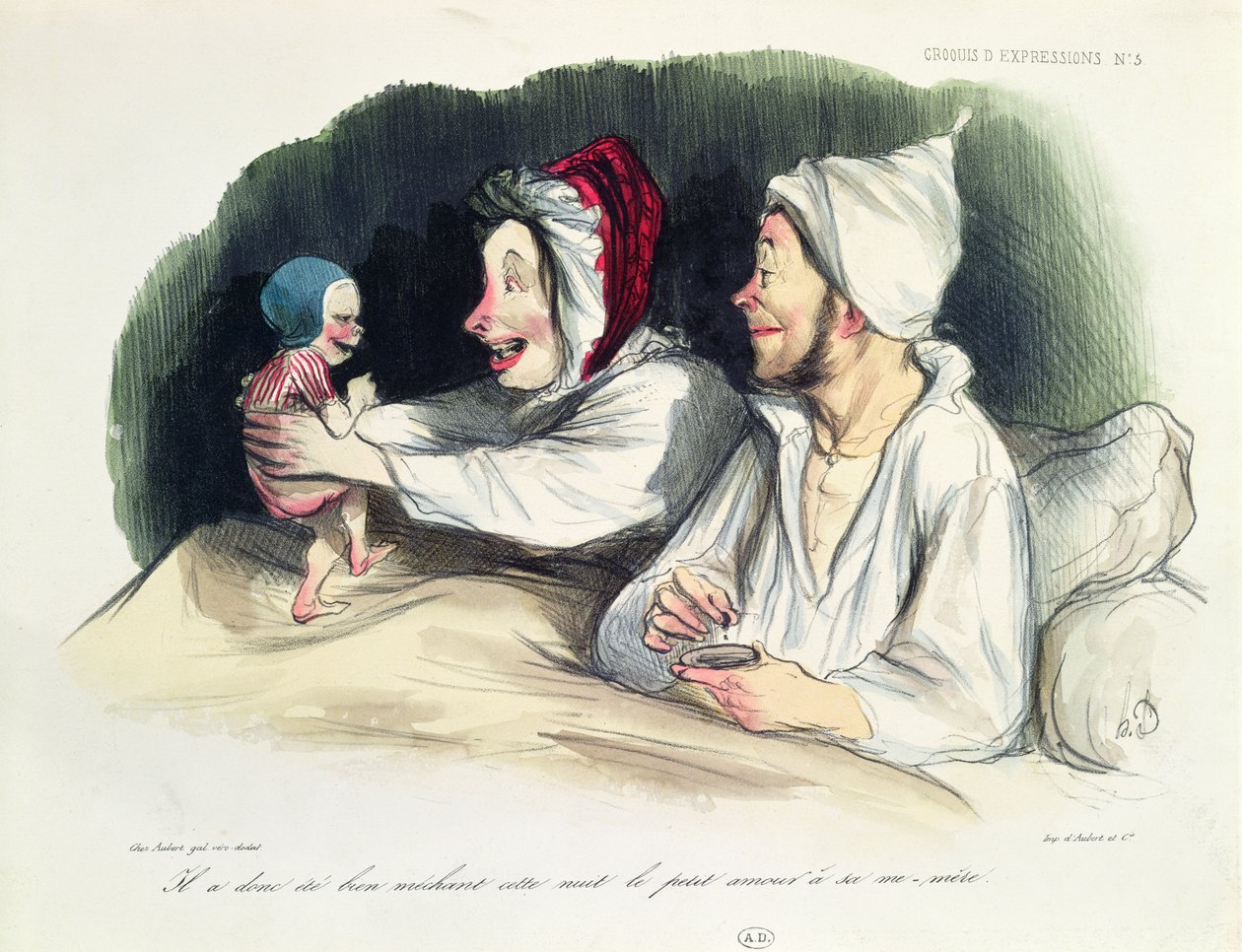 Ekstatische Eltern mit ihrem neuen Baby von Honoré Daumier