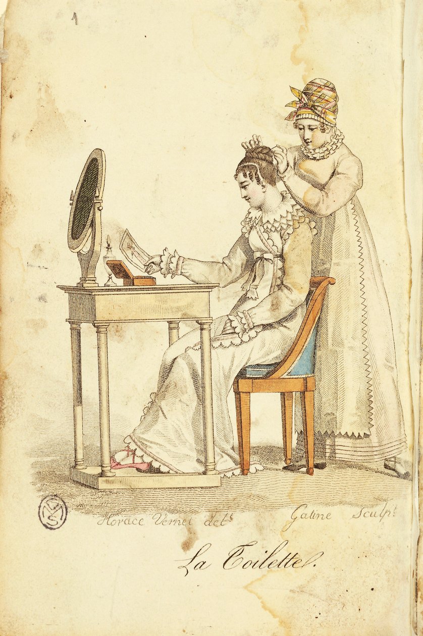 Toilette, aus "Almanach des Modes" von Horace (after) Vernet