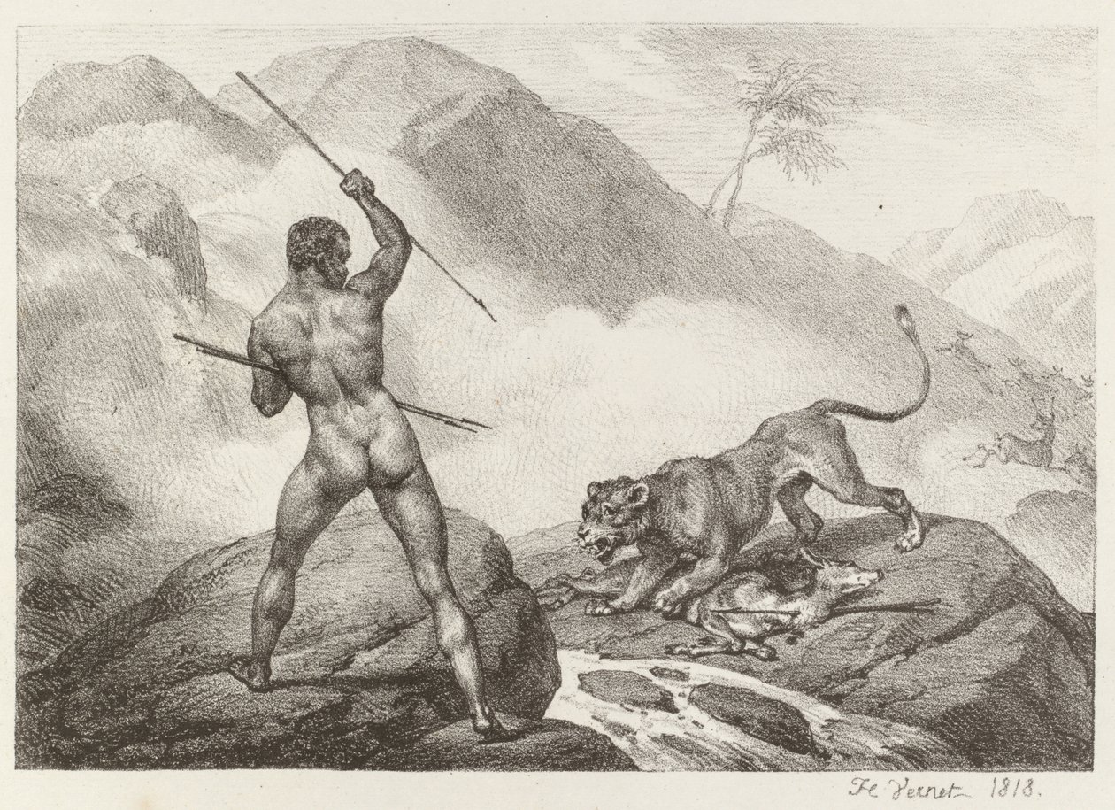 Afrikanischer Jäger von Emile Jean Horace Vernet