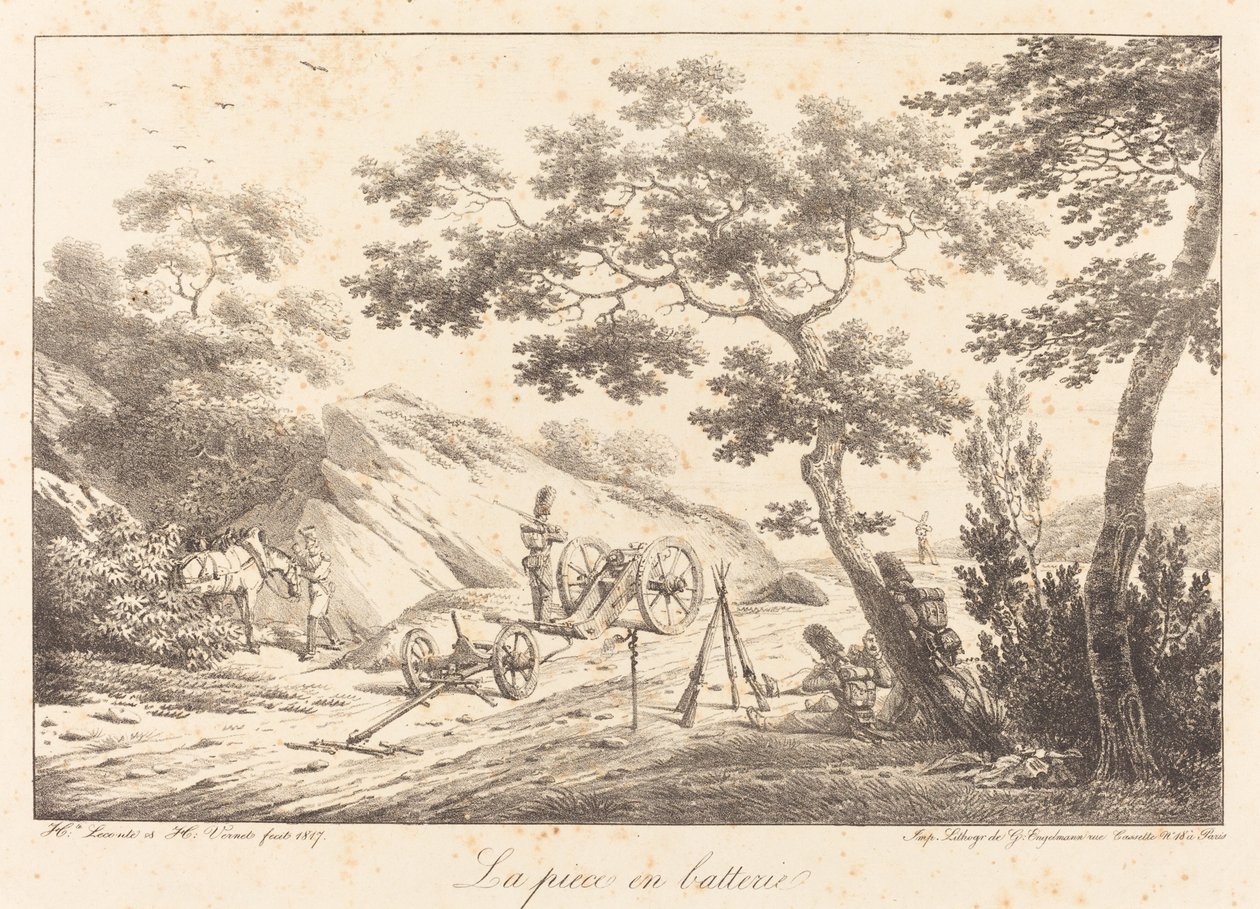 Das Stück in Batterie von Emile Jean Horace Vernet