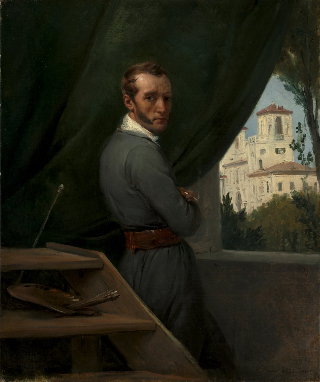 Selbstporträt in Rom von Emile Jean Horace Vernet