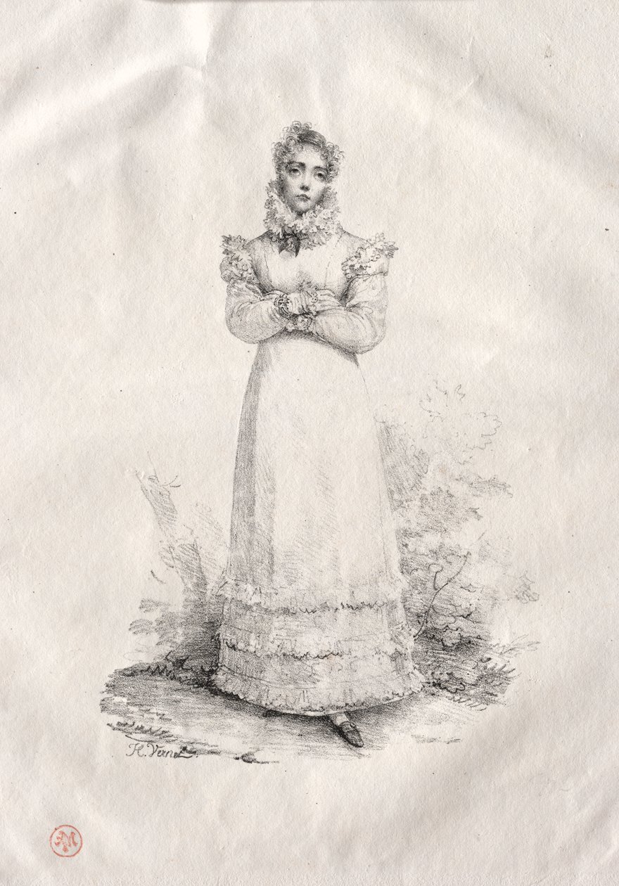 Junge Frau stehend von Emile Jean Horace Vernet
