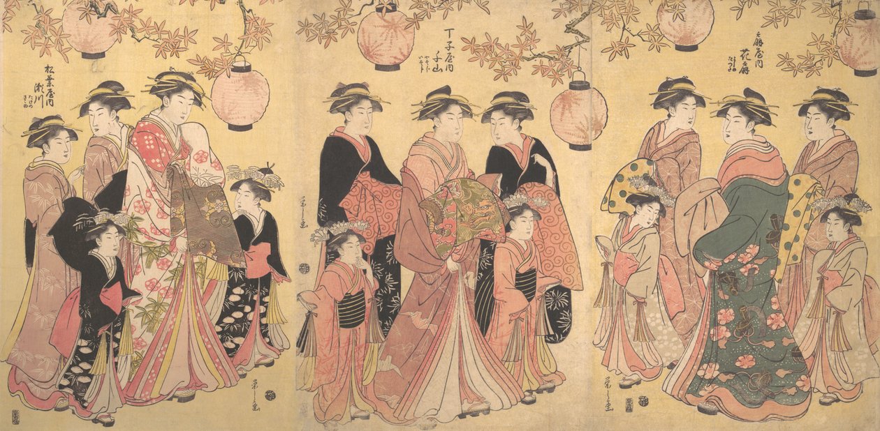 Die Yoshiwara-Parade im Herbst von Hosoda Eishi