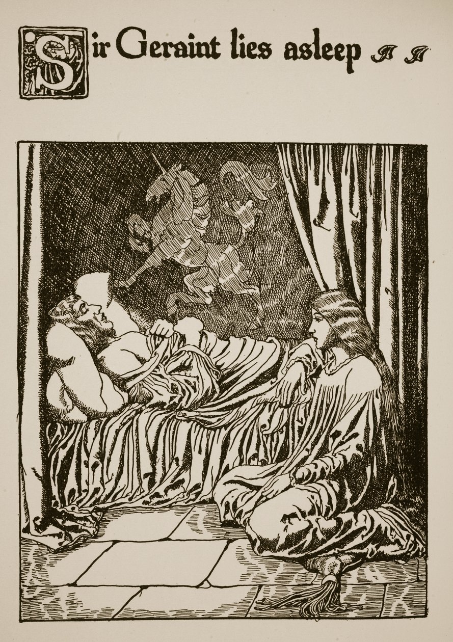 Sir Geraint schläft, Illustration aus 