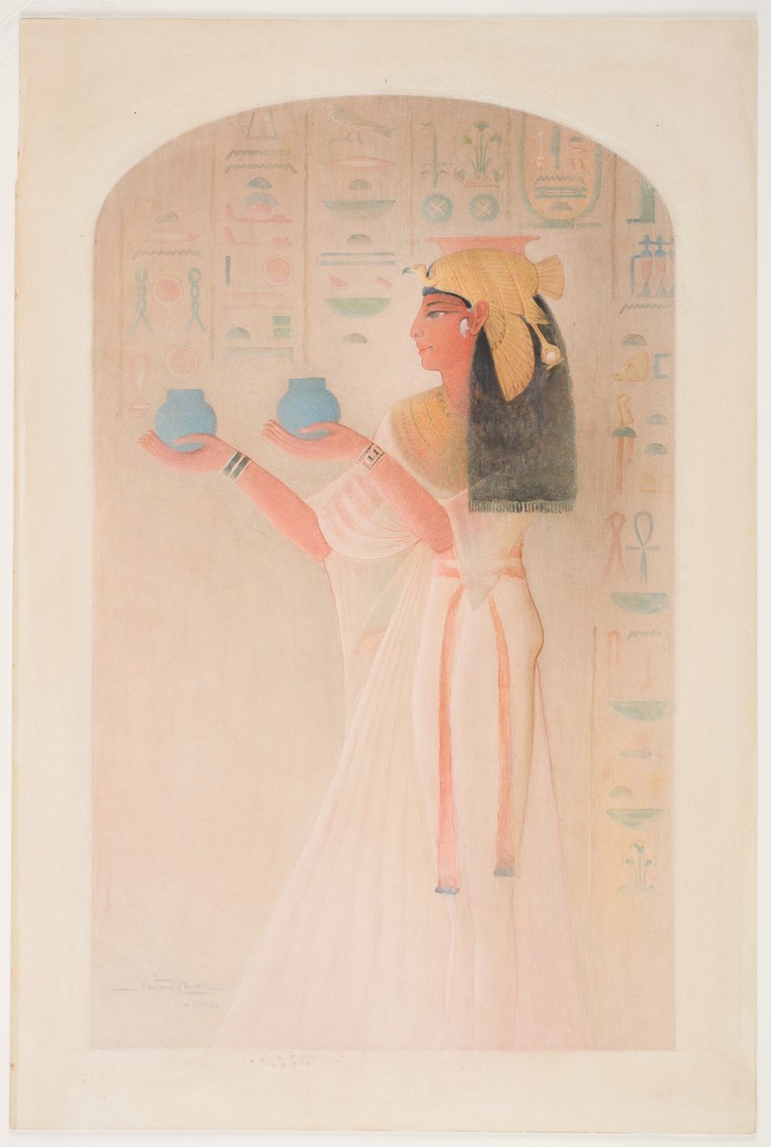 Königin Nefertari bietet zwei Töpfe an von Howard Carter