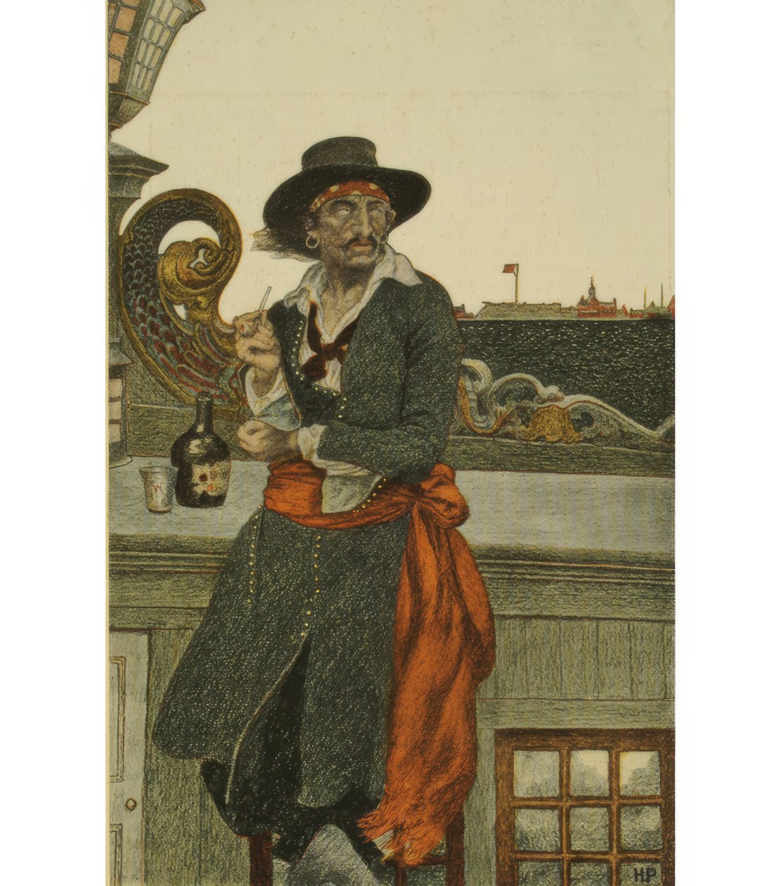 Kidd auf dem Deck der „Adventure Galley" von Howard Pyle