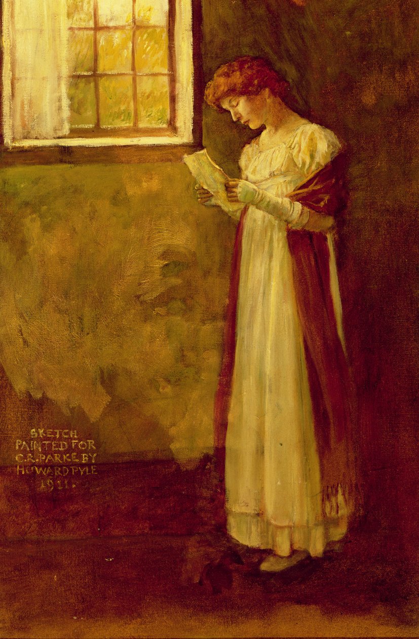Ohne Titel (Frau am Fenster) von Howard Pyle