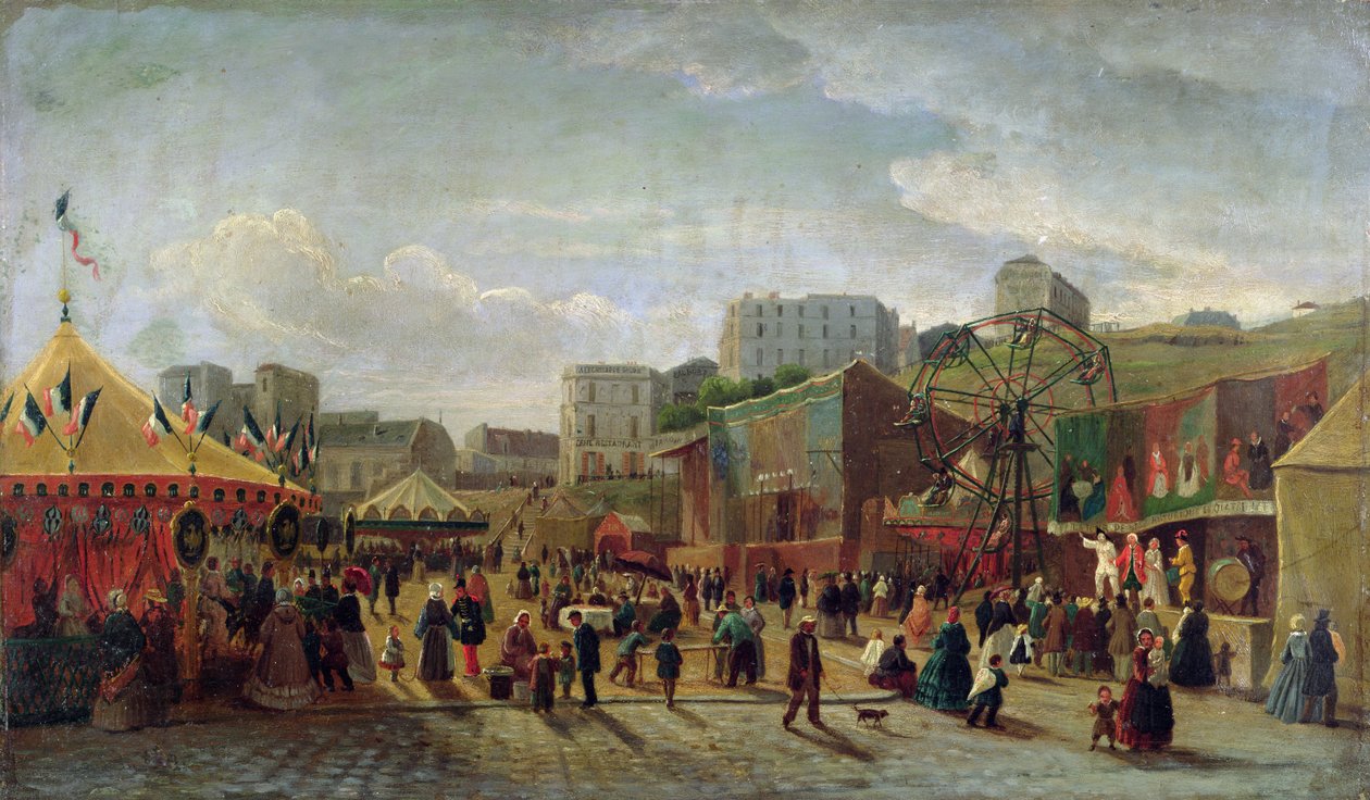 Ein Jahrmarkt, Place Saint-Pierre, Montmartre im Jahr 1861 von Hubert