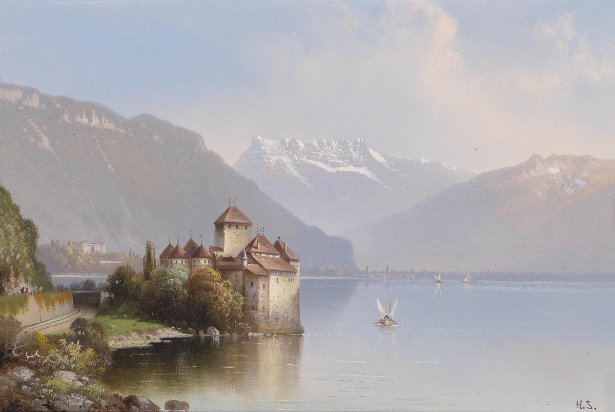 Blick auf Schloss Chillon am Genfer See von Hubert Sattler