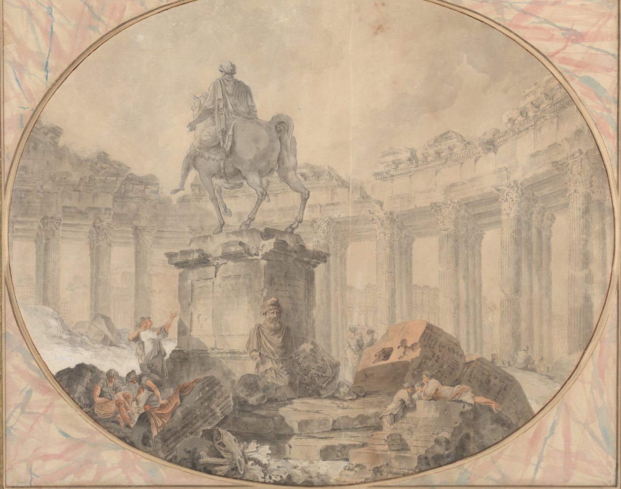 Reiterstatue von Marcus Aurelius, 1757 von Hubert Robert