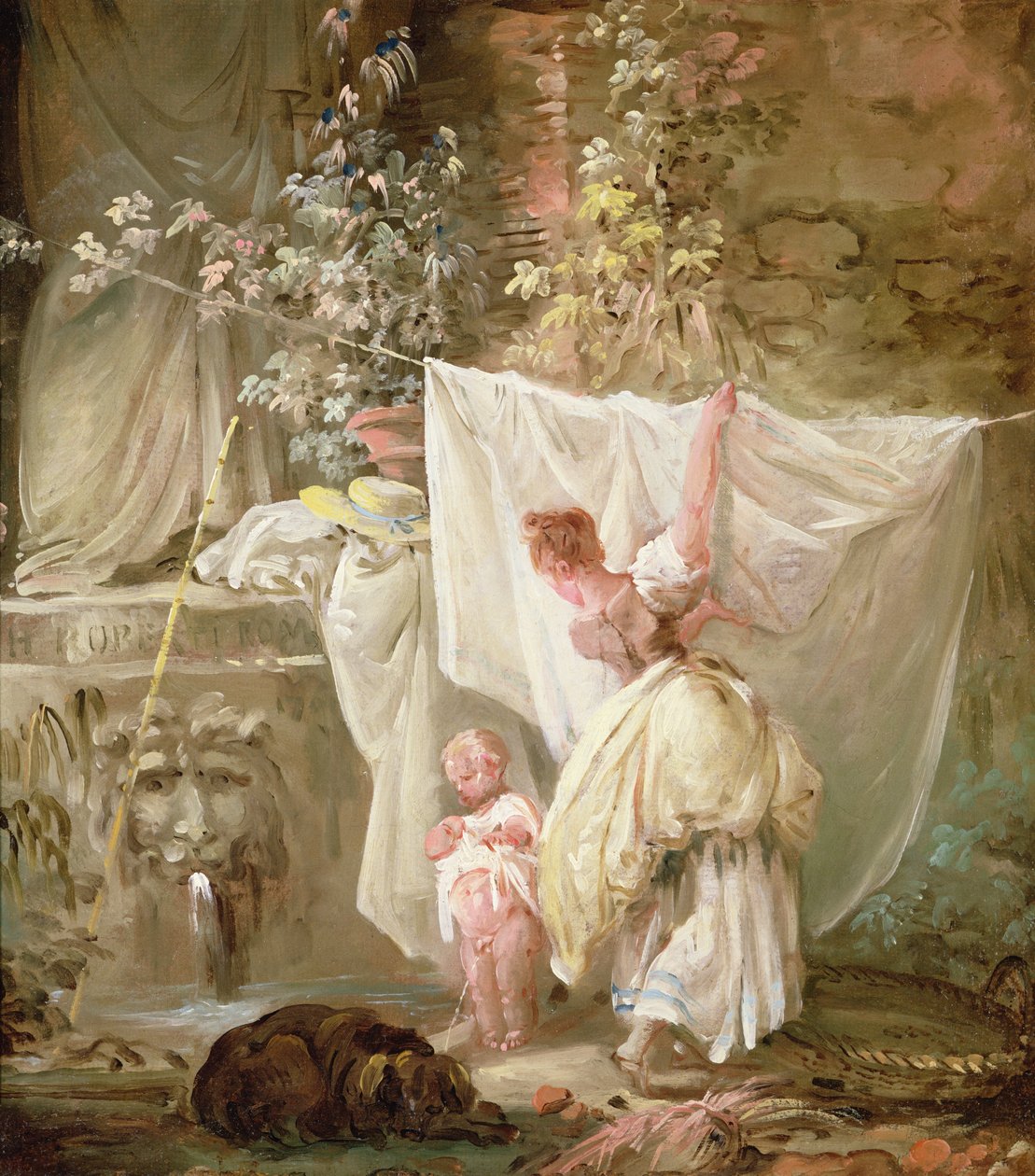 Wäscherin und Kind, 1761 von Hubert Robert