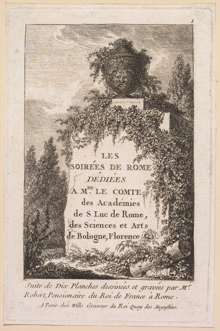 Les Soirées de Rome: Titelseite von Hubert Robert