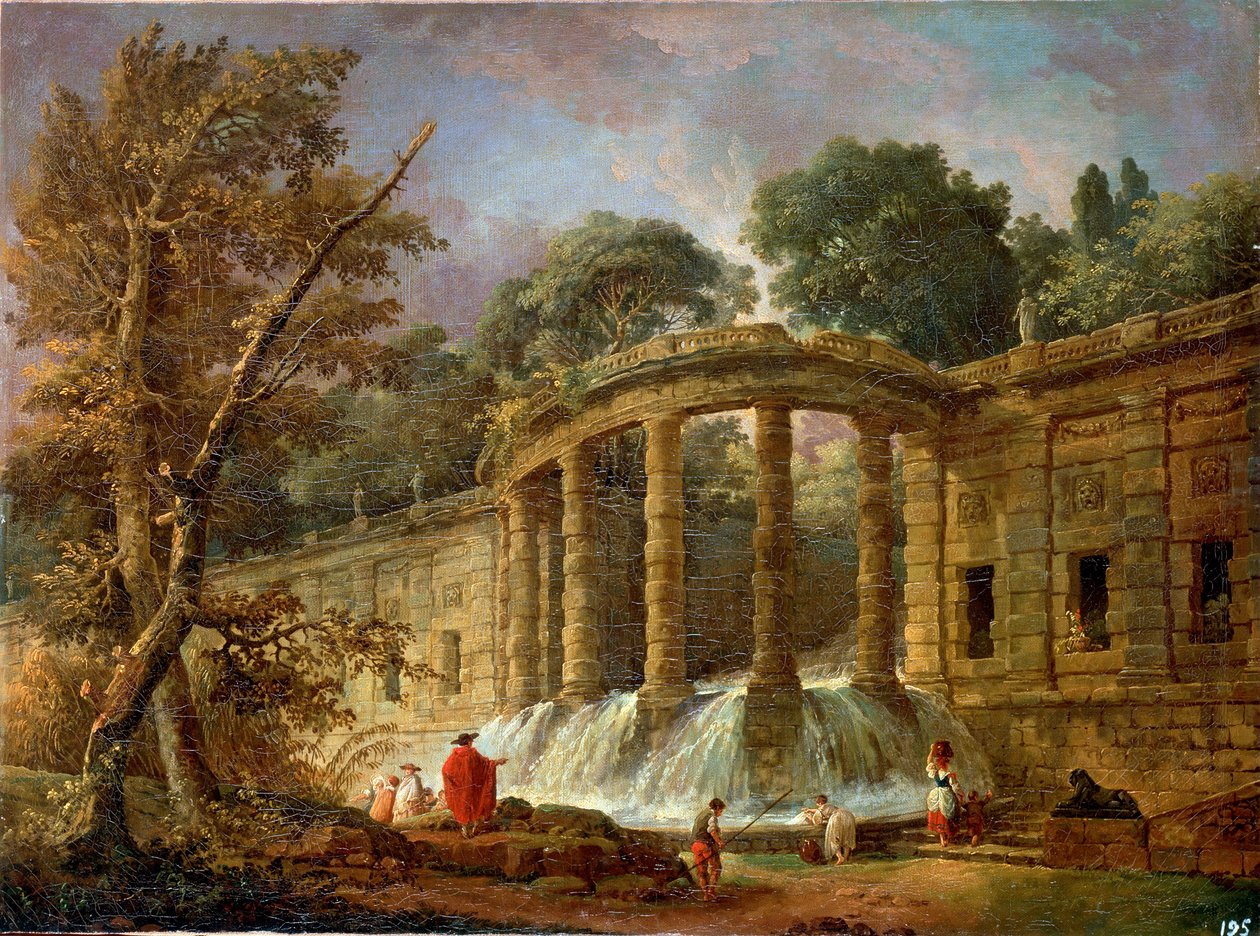 Pavillon mit dem Wasserfall, 1760 von Hubert Robert
