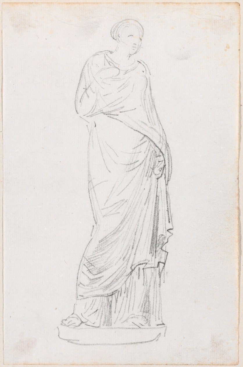 Statue einer Frau in einer Toga von Hubert Robert