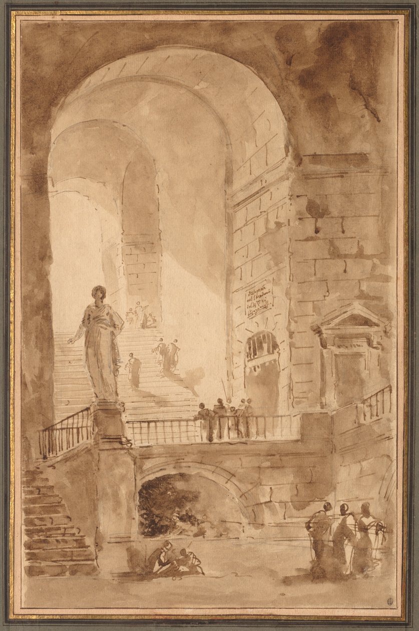 Gewölbte Treppe, um 1770-1779 von Hubert Robert