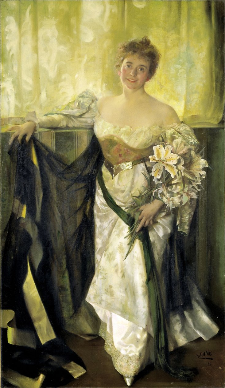 Alice Barney in weißem Satin von Hubert Vos