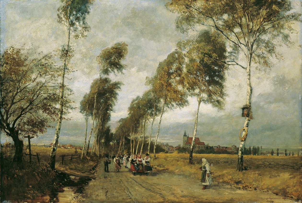 Landstraße mit Birkenallee von Hugo Charlemont