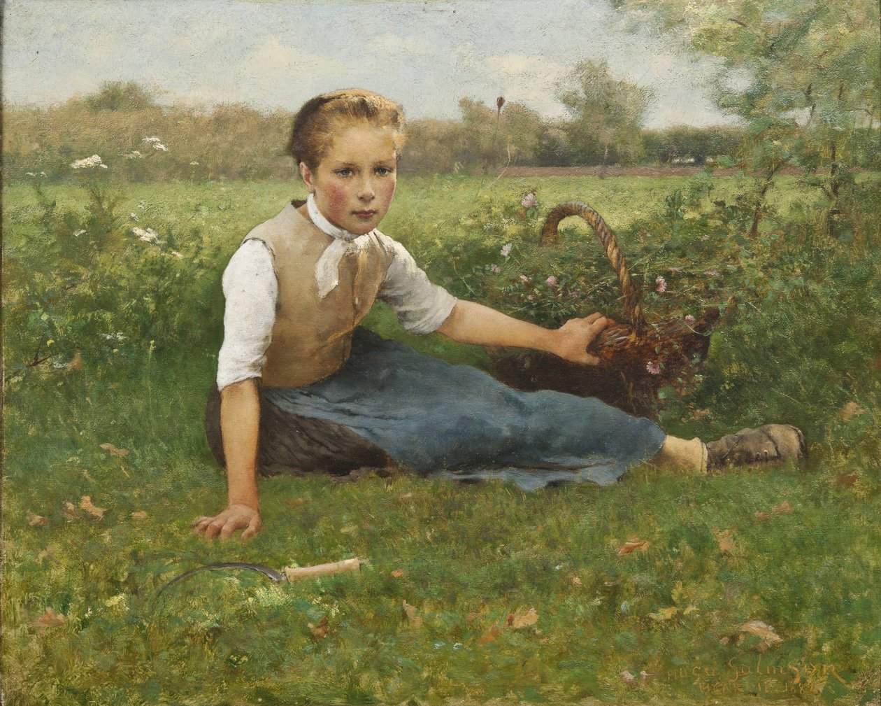 Blumen pflücken, 1882 von Hugo Salmson
