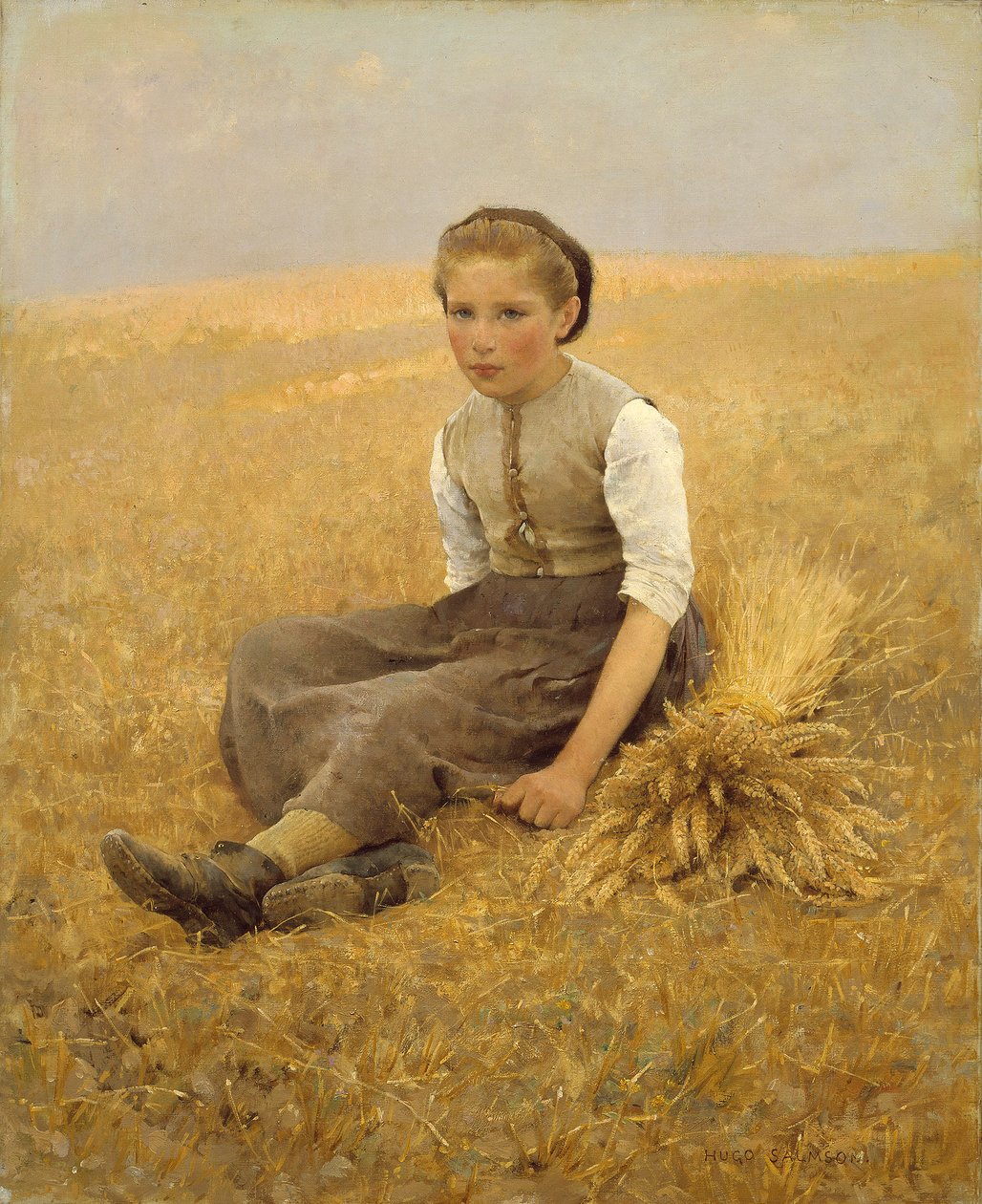 Die kleine Nachleserin, 1884 von Hugo Salmson