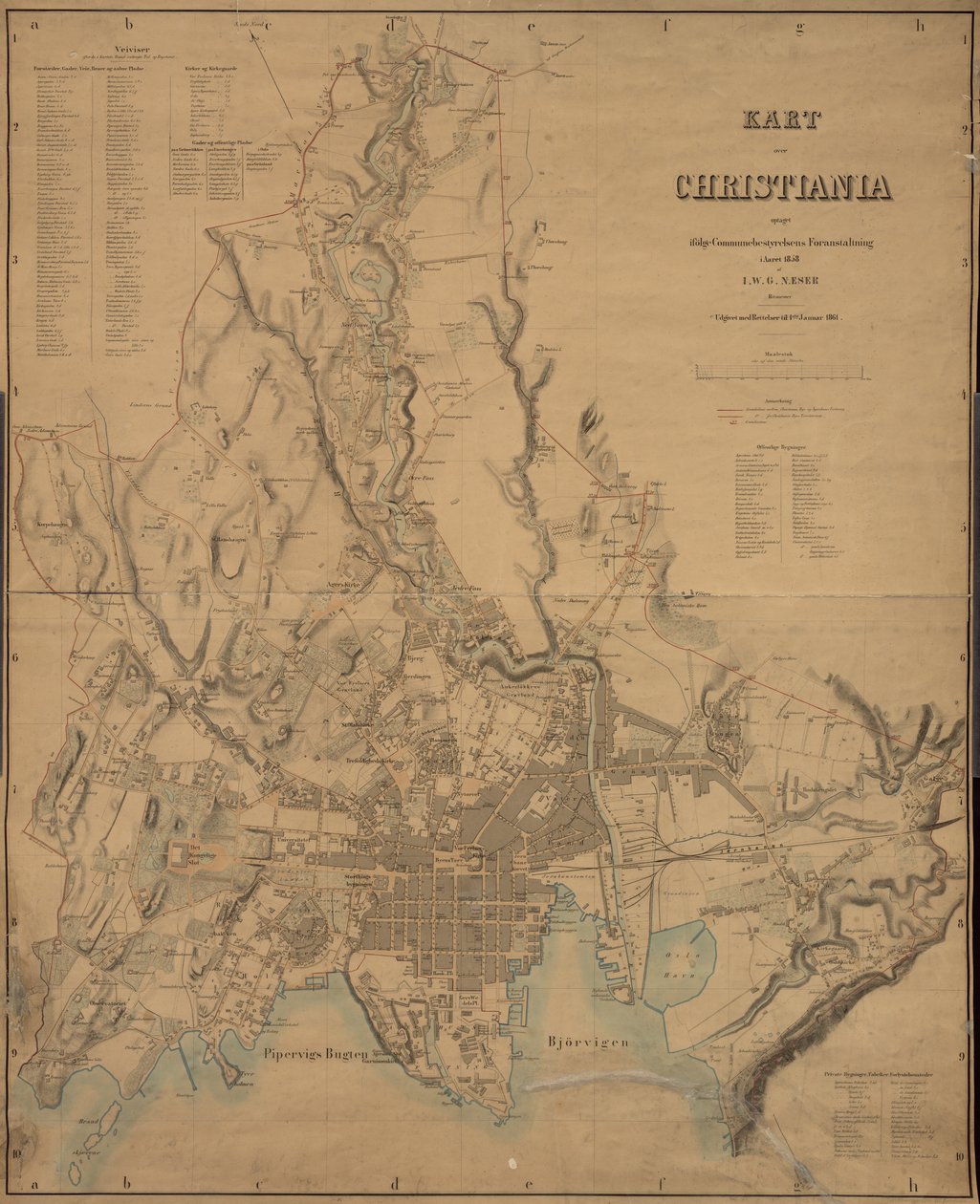 Karte von Christiania von I.W.G. Næser