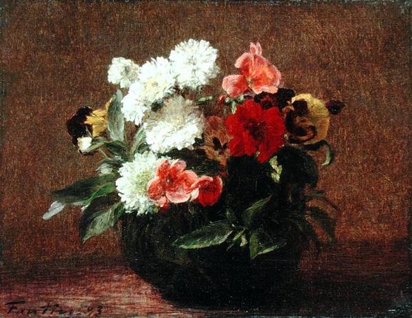 Blumen in einem Tontopf von Ignace Henri Jean Fantin Latour