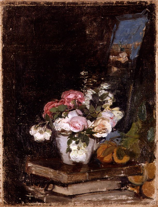 Blumen und Bücher von Ignacio Pinazo Camarlench
