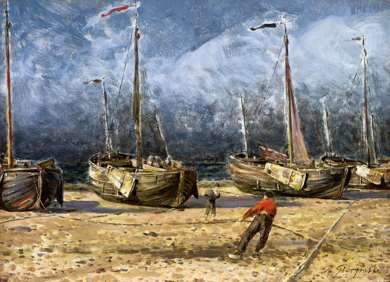 Fischerboote am Ufer von Ignacy Aleksander Gierymski