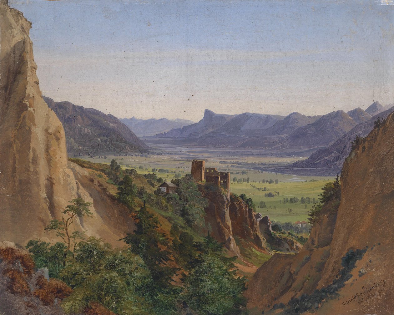 Blick auf die Brunnenburg bei Meran und das Etschtal von Ignaz Dorn