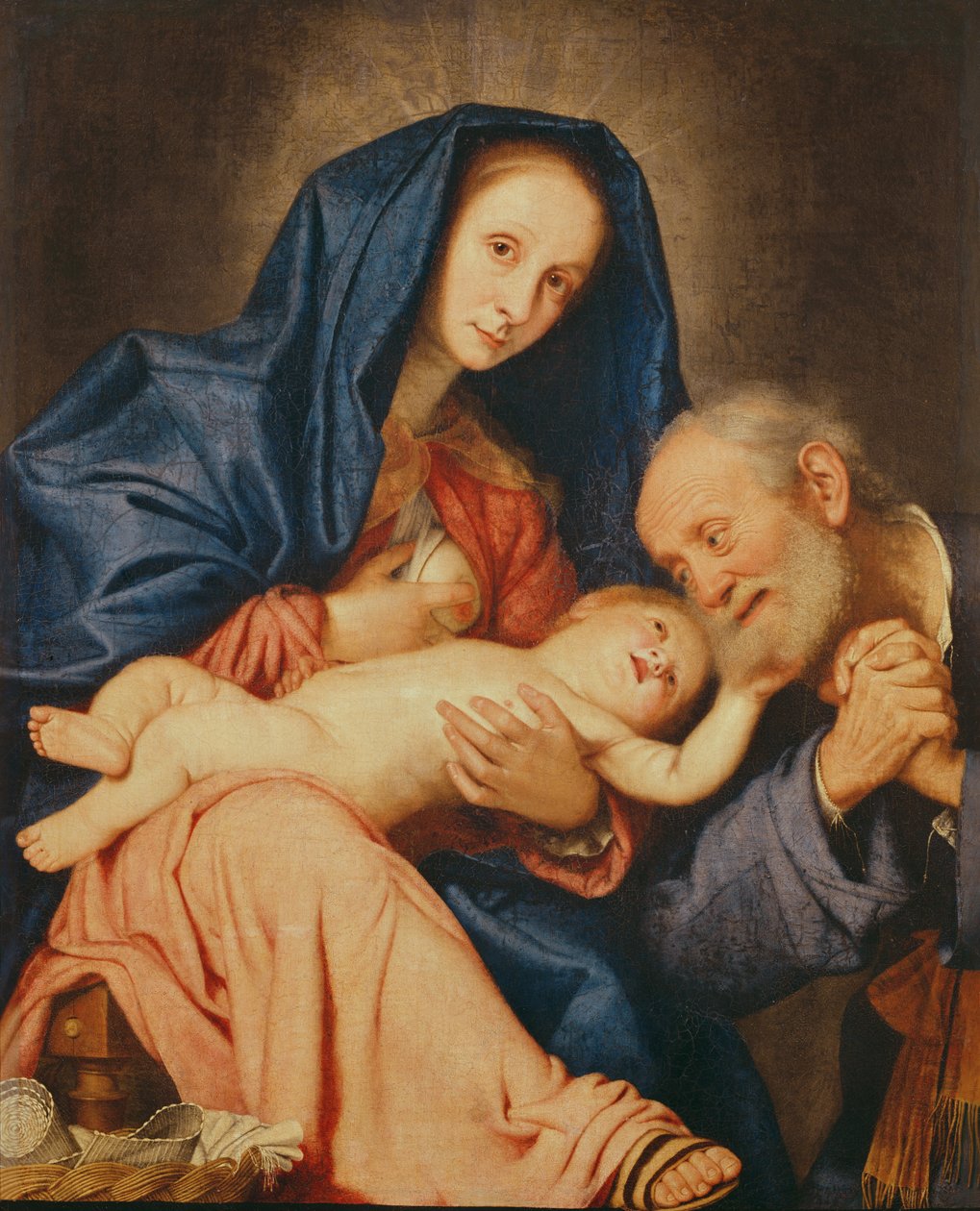 Die Heilige Familie mit einem Korb von Il Sassoferrato