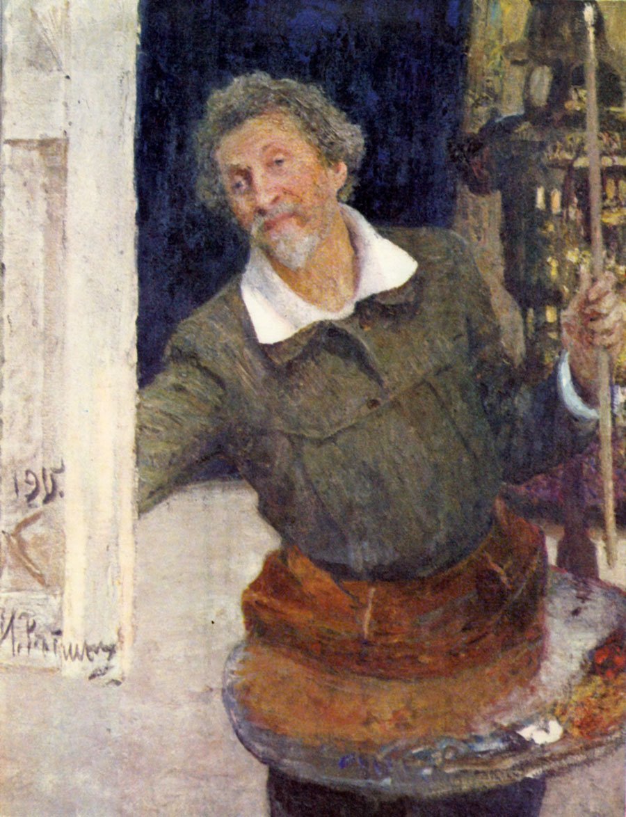 Selbstporträt bei der Arbeit von Ilya Efimovich Repin