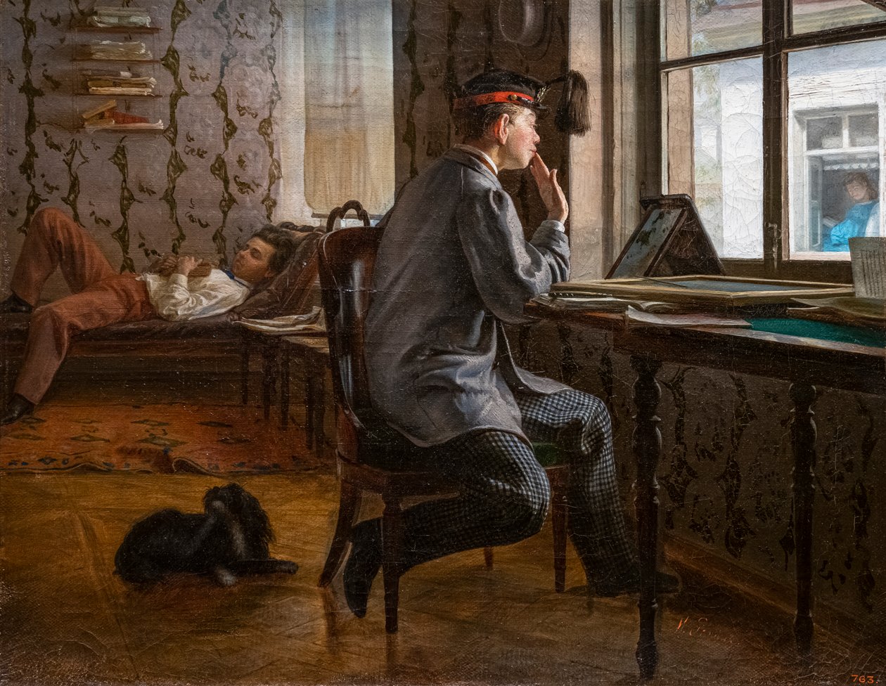 Studenten bereiten sich auf eine Prüfung vor von Ilya Efimovich Repin