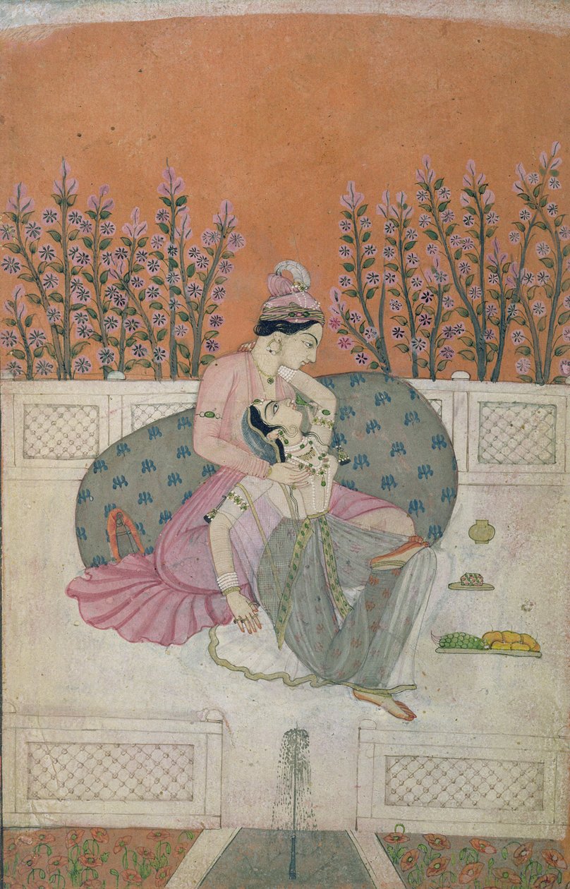 Liebende auf einer Terrasse, Pahari von Indian School