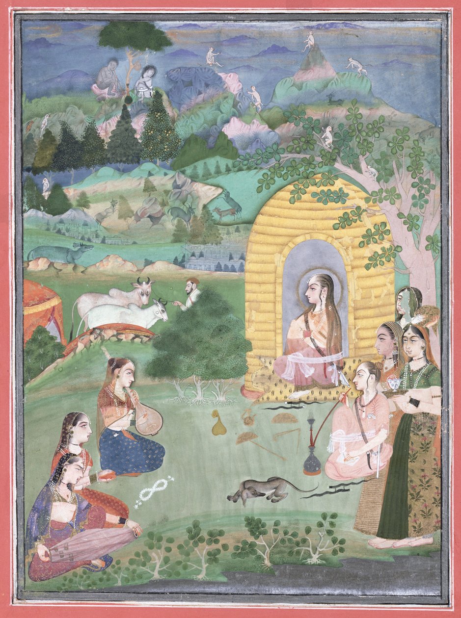 Miniaturmalerei einer Yogini in einer Landschaft, Bikaner, 1680 von Indian School