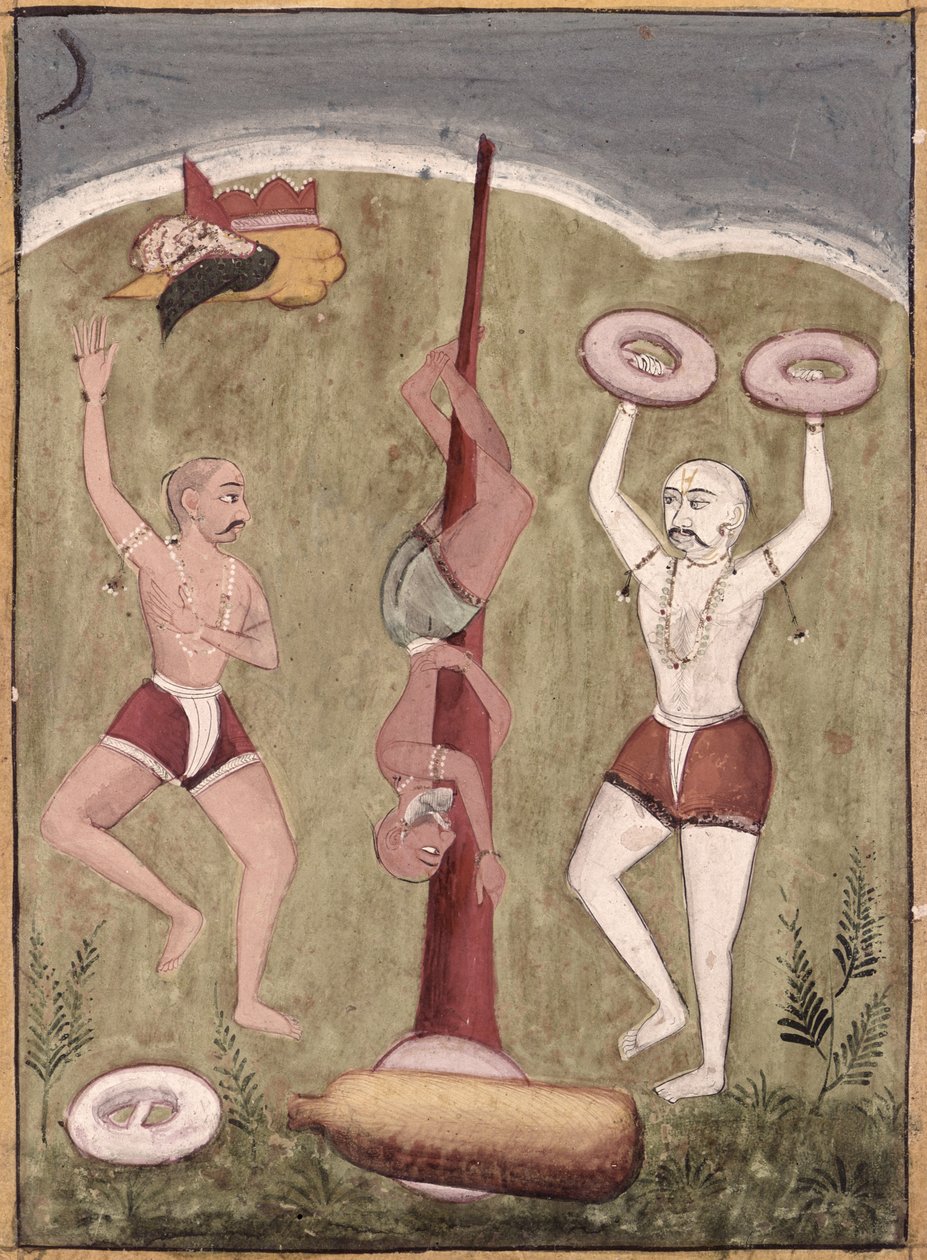 Akrobaten führen körperliche Kunststücke vor von Indian School