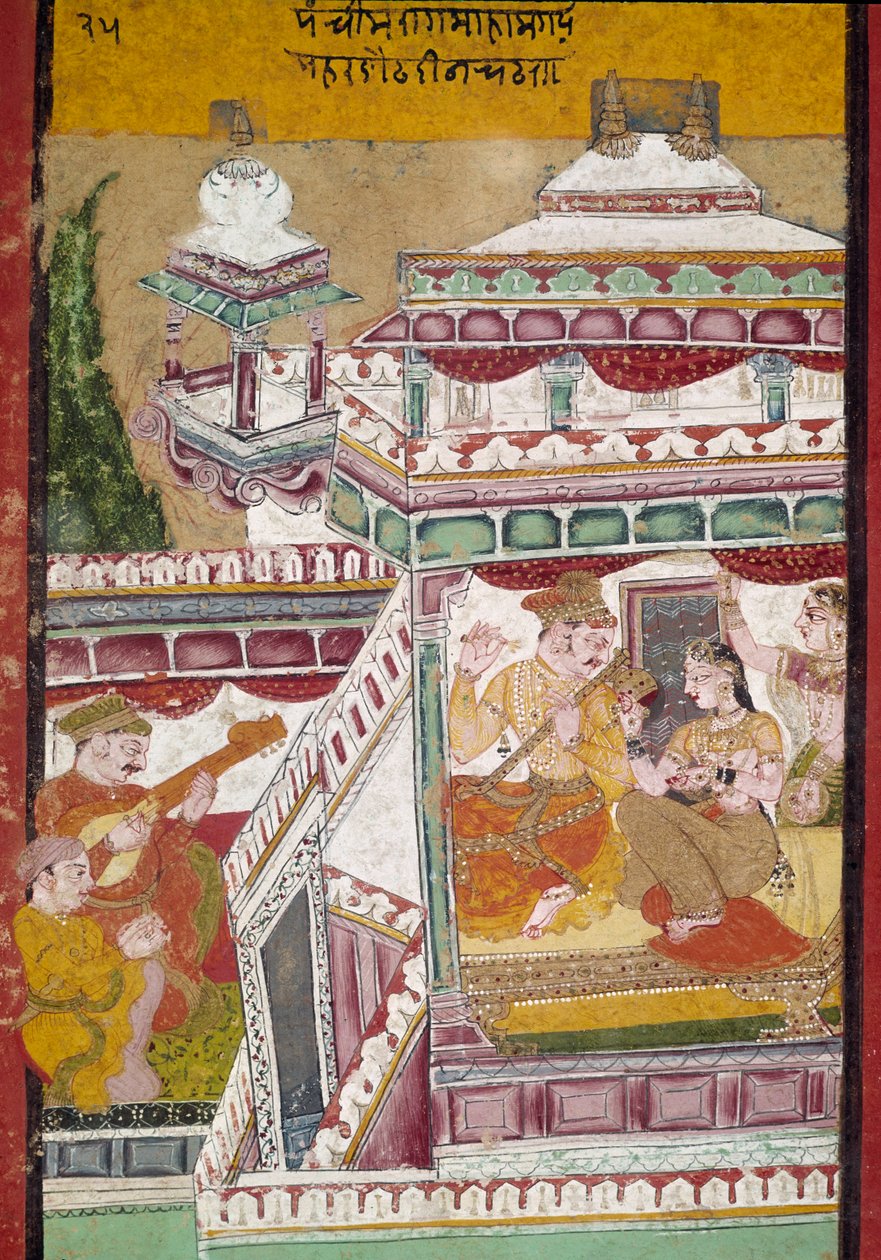 Musikalische Aufführung in einem Palast (Miniatur) von Indian School