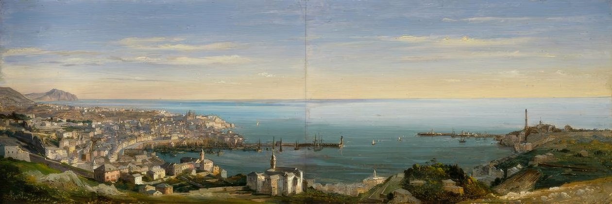 Ansicht von Genua mit Hafen von Ippolito Caffi