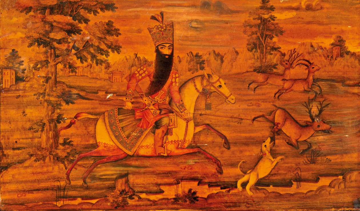 Detail eines Qajar-Kästchens von Iranian School