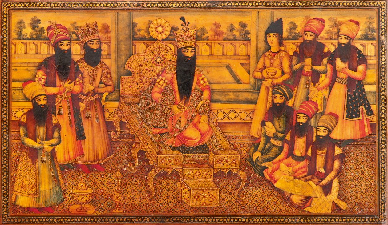 Detail eines Qajar-Kästchens von Iranian School