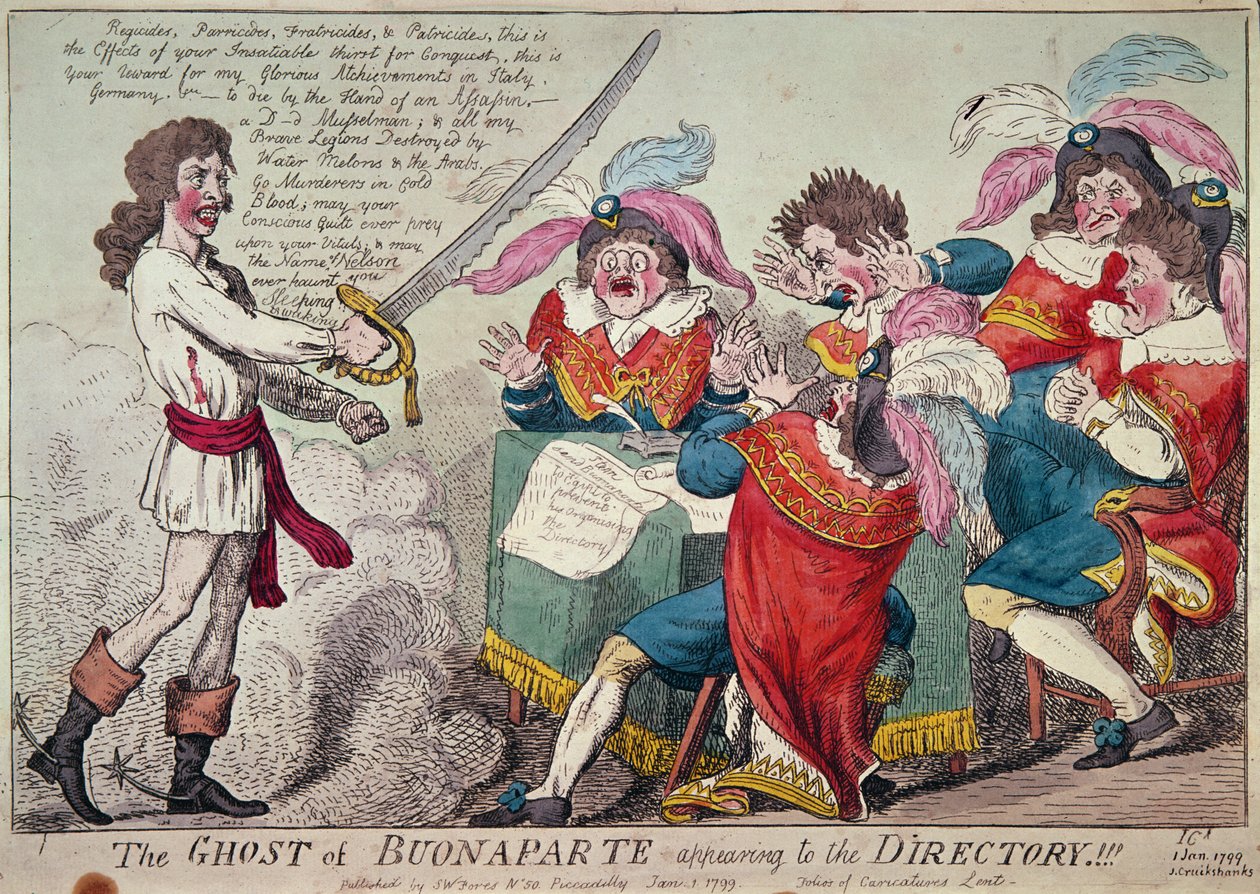 Der Geist von Buonaparte erscheint dem Direktorium!!!, London, 1799 von Isaac Cruikshank