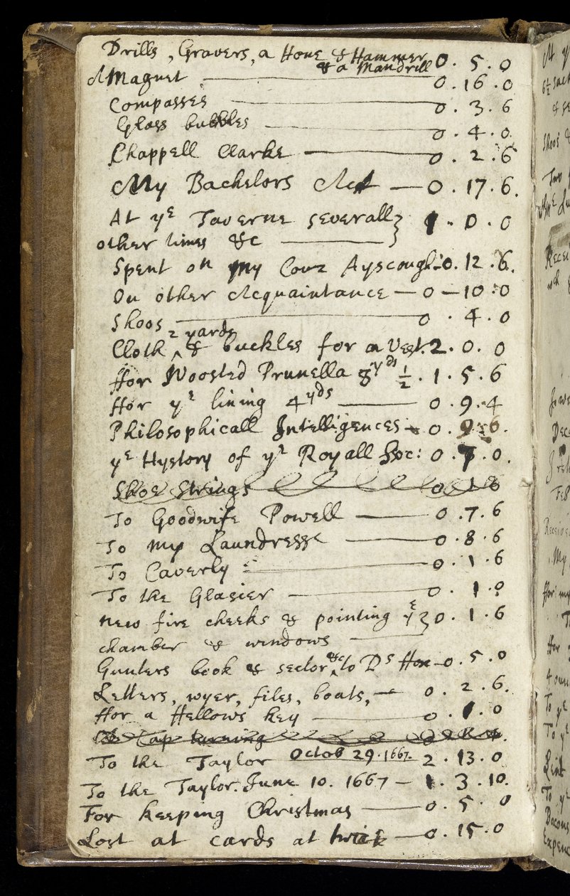 Ms 1-1936 f.6v Seite aus einem Notizbuch, ca. 1665-68 von Isaac Newton