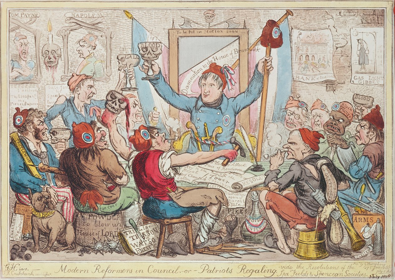 Moderne Reformer im Rat - oder - Patrioten beim Schmausen, 1818 von Isaac Robert Cruikshank
