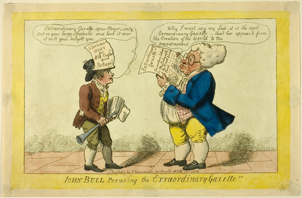 John Bull liest die außergewöhnliche Gazette von Isaac Cruikshank