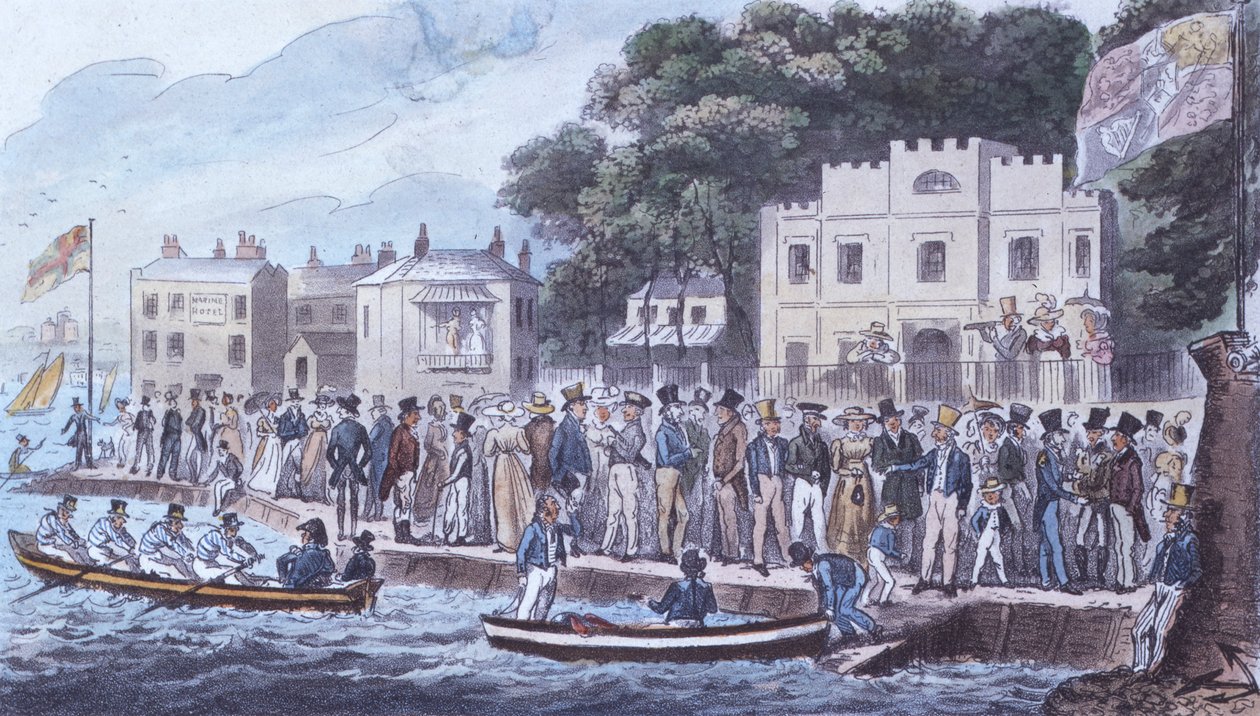 Die Promenade in Cowes, 1825 von Isaac Robert Cruikshank