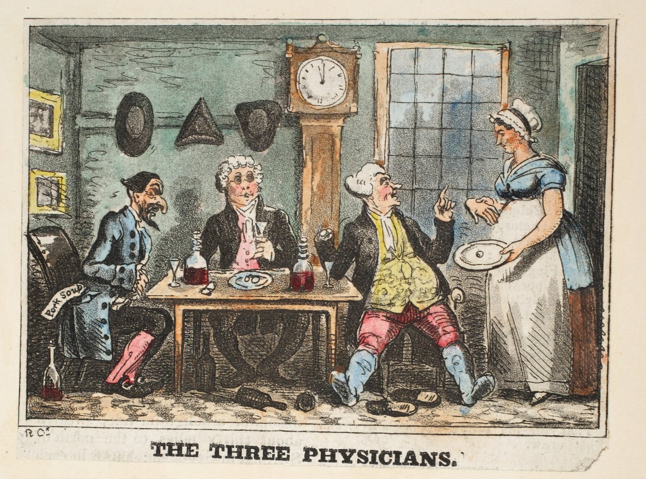 Die drei Ärzte, ca. 1824 von Isaac Robert Cruikshank