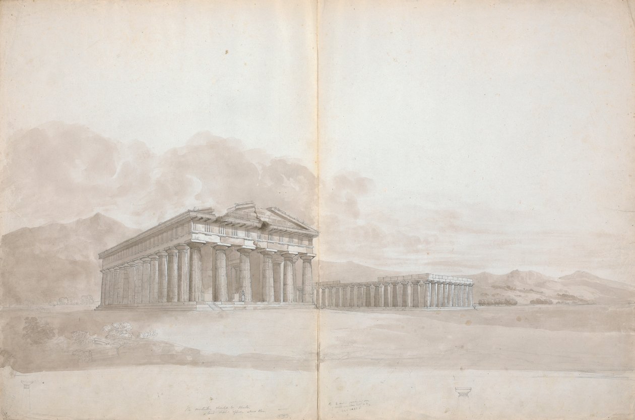 Zwei Tempelruinen mit Studien von Isaac Weld