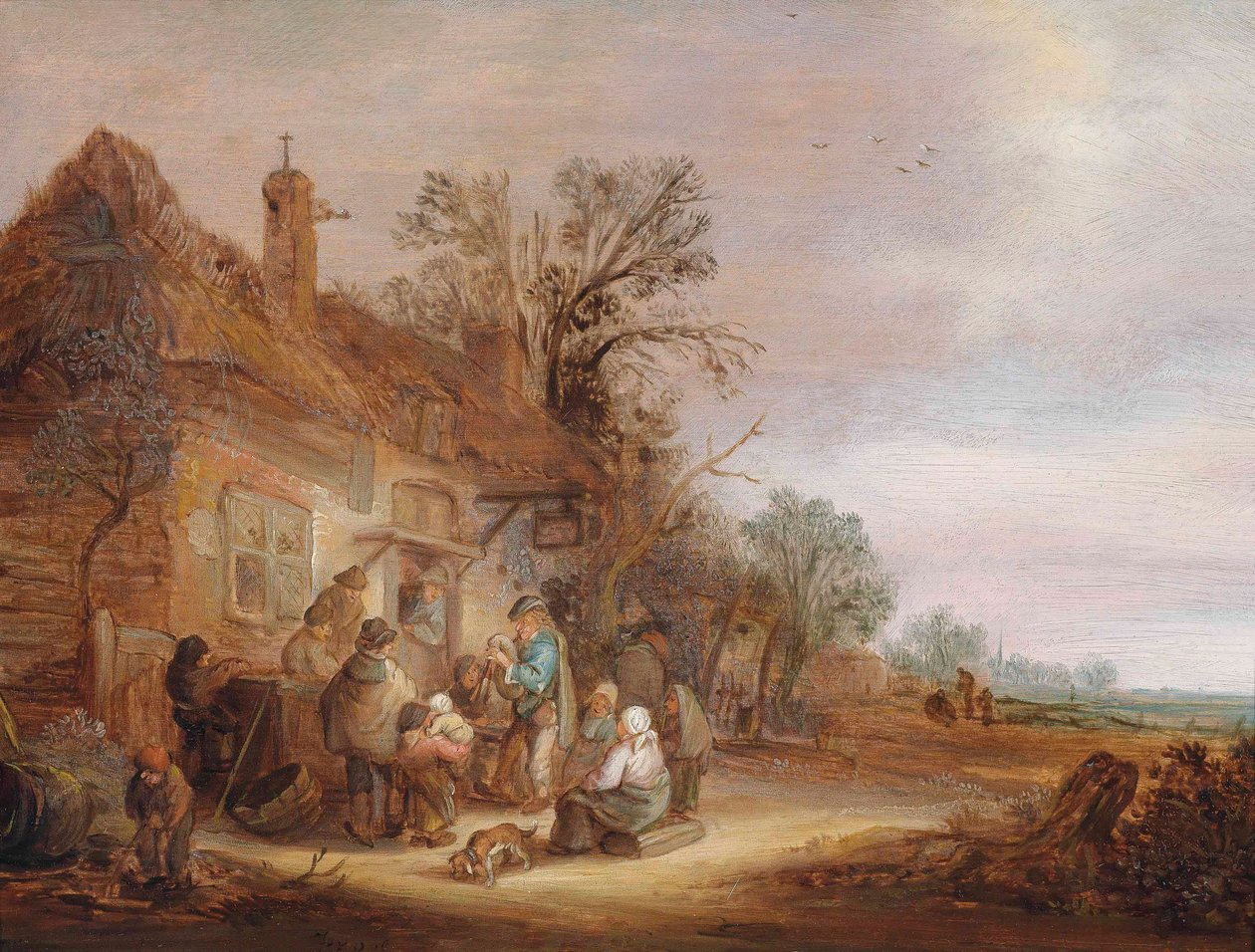 Bauern und Musiker vor einer Taverne von Isaac van Ostade