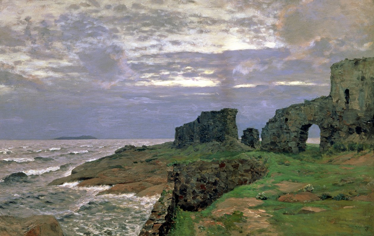 Überreste vergangener Tage, Dämmerung, Finnland, 1897 von Isaak Ilyich Levitan