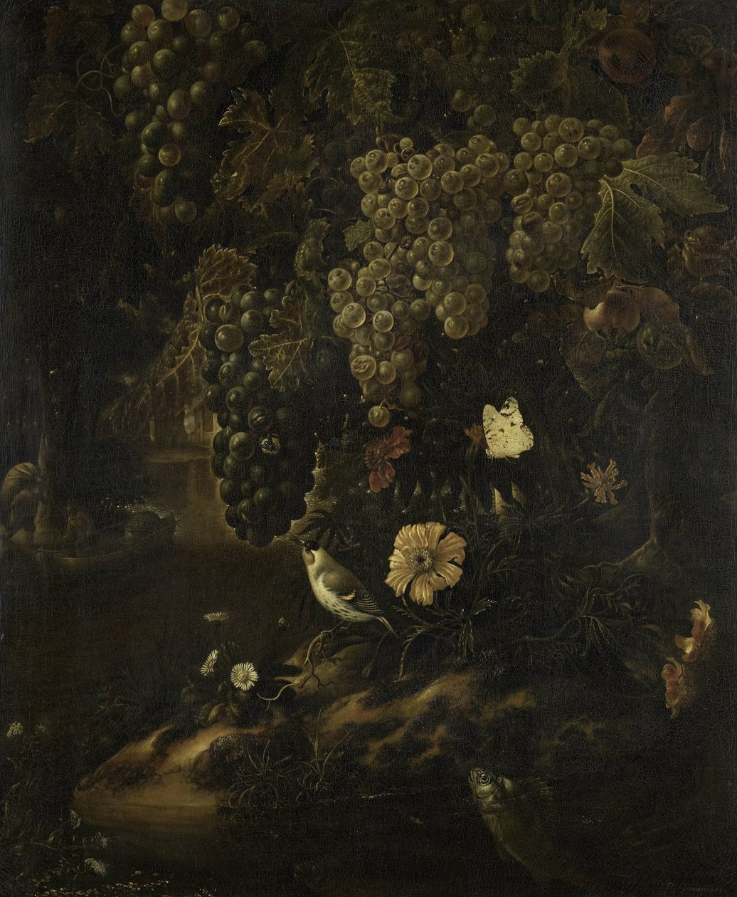 Trauben, Blumen und Tiere von Isac Vromans